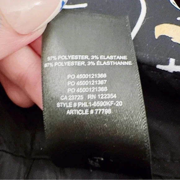 Aritzia Babaton Sadiki Pants Wide Leg Printed Black French Faces - Picture 7 of 7